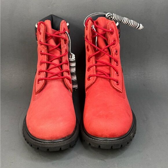 Timberland Women's RED NUBUCK BOOT Premium 6" Waterproof Boot 7.5 - Picture 2 of 8